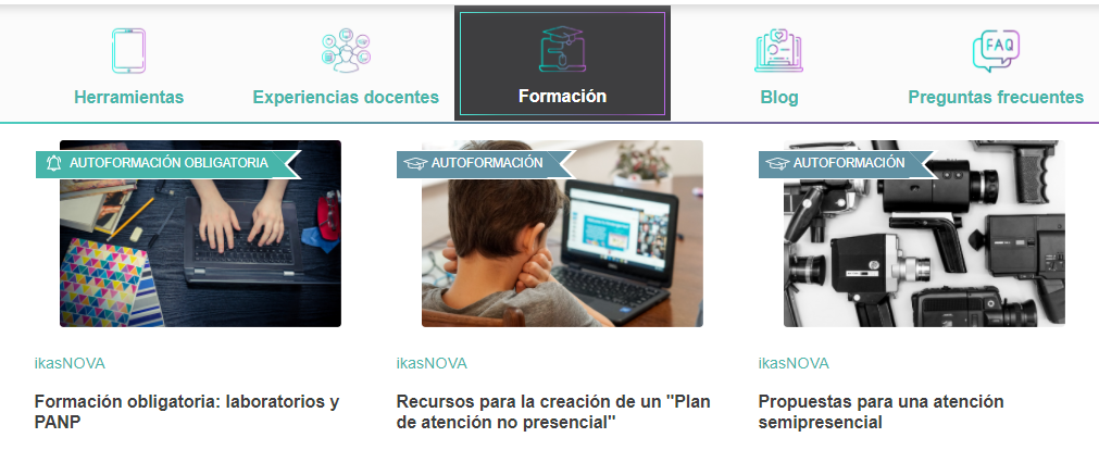 Página de formación para docentes