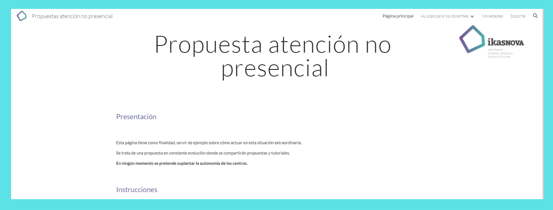 Site "Propuesta atención no presencial"